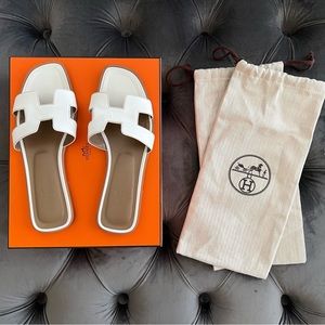 Hermes Oran White Sandals